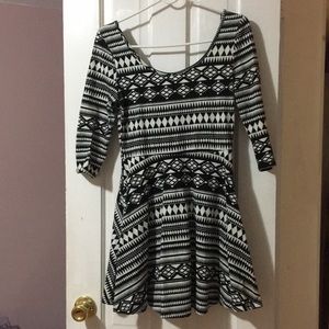 Black and white print skater dress
